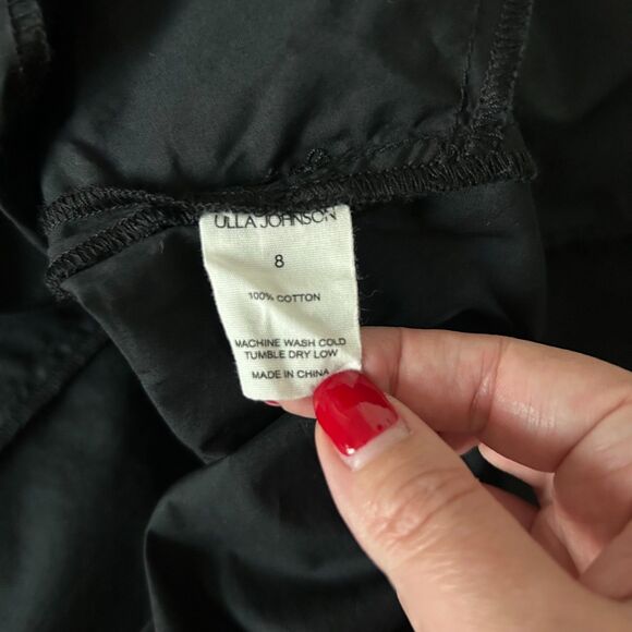 Ulla Johnson Carina Puff Sleeve Midi Dress in Black 100% Cotton Size 8 - Picture 6 of 6